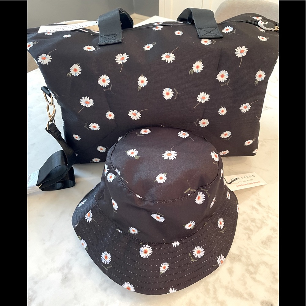 Alice & Olivia Duffle bag & reversible bucket hat